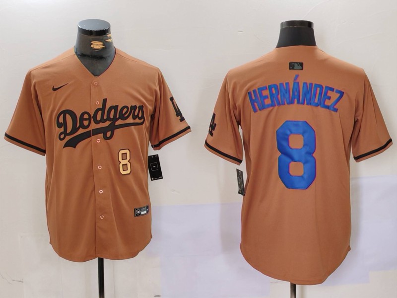 Men Los Angeles Dodgers #8 Hernandez army green joint name 2024 Nike MLB Jersey style 5->philadelphia eagles->NFL Jersey